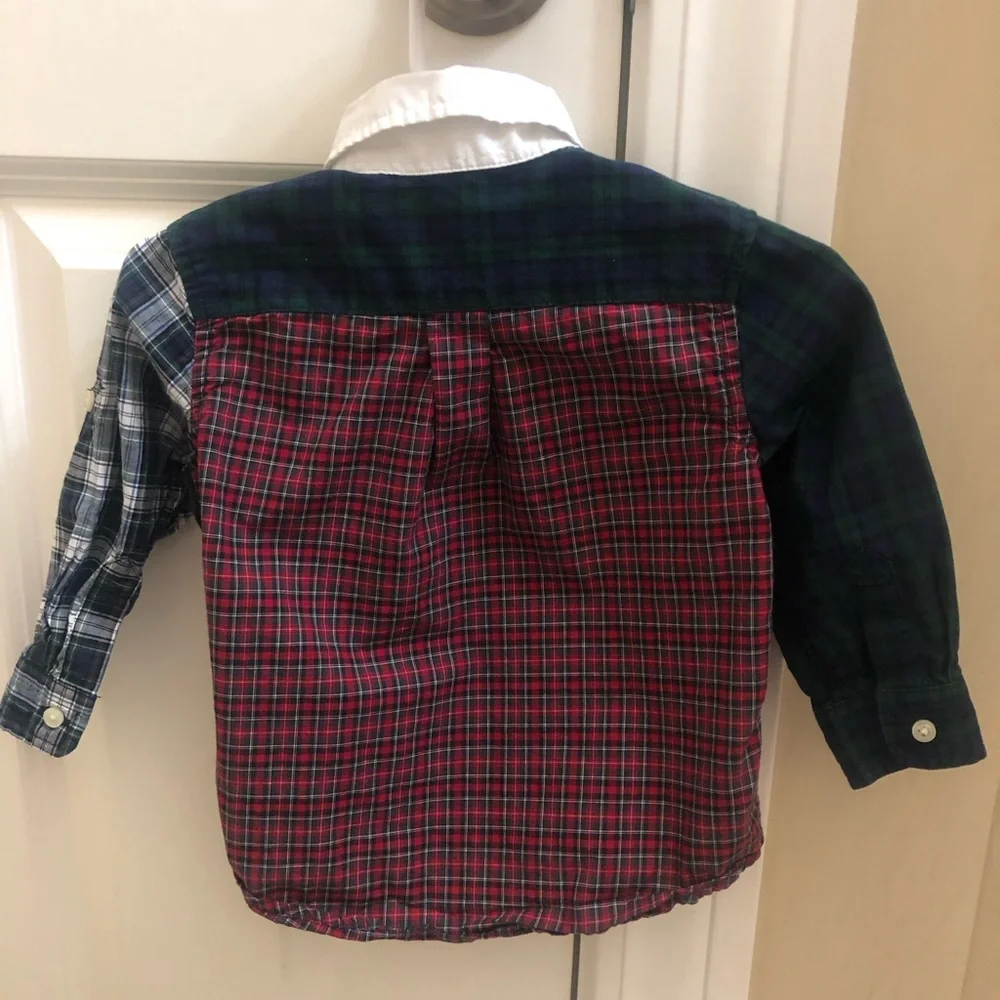 Ralph Lauren Boys Plaid Button Down Collared Shirt Sz 12 Mo